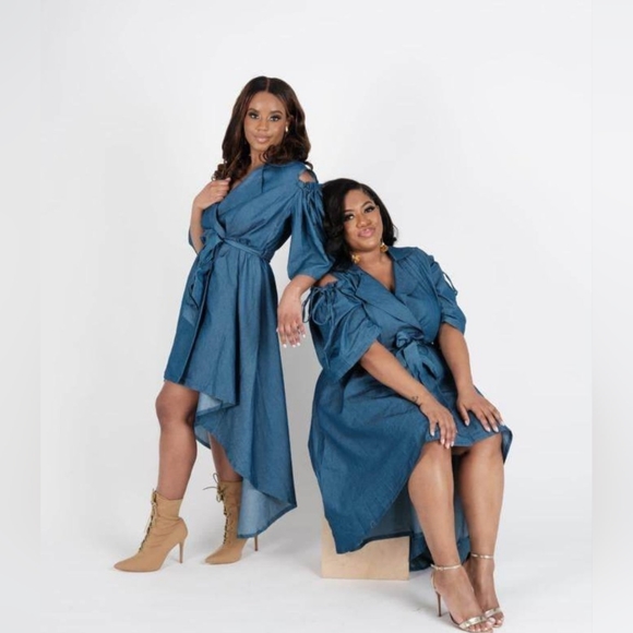 Promising Perfection Cold-Shoulder Self-Tie Denim Midi Dress - Picture 6 of 6